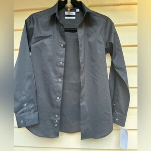 Calvin Klein black button down dress shirt, collar, long sleeved, brand new, 14